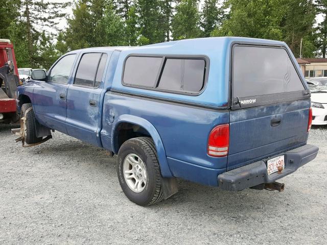 1B7HG38NX2S657539 - 2002 DODGE DAKOTA QUA BLUE photo 3