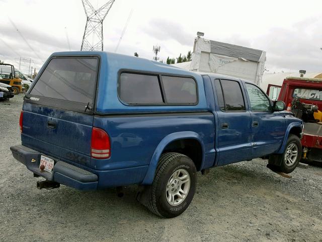 1B7HG38NX2S657539 - 2002 DODGE DAKOTA QUA BLUE photo 4