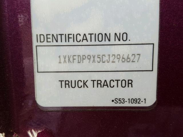 1XKFDP9X5CJ296627 - 2012 KENWORTH CONSTRUCTI PURPLE photo 10