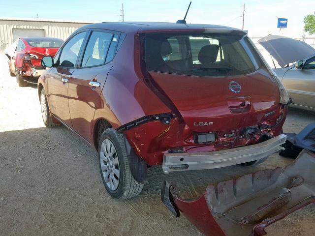 1N4AZ0CP2FC307363 - 2015 NISSAN LEAF S RED photo 3