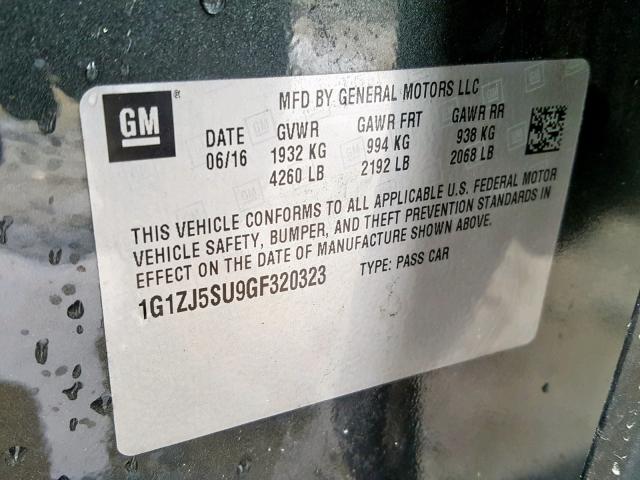 1G1ZJ5SU9GF320323 - 2016 CHEVROLET MALIBU HYB GRAY photo 10