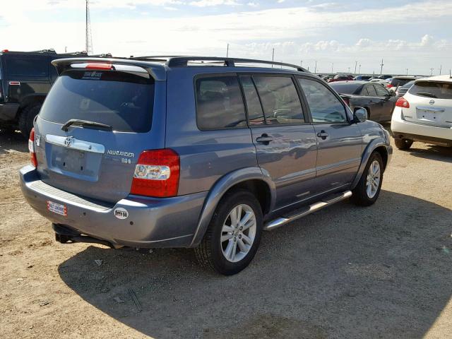 JTEDW21A460006603 - 2006 TOYOTA HIGHLANDER BLUE photo 4