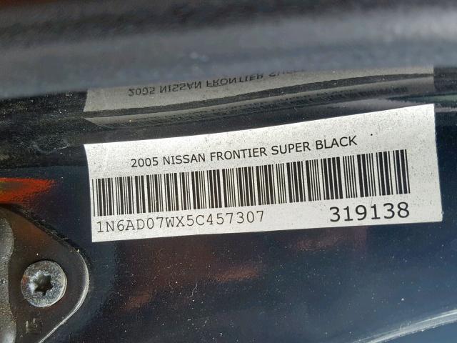 1N6AD07WX5C457307 - 2005 NISSAN FRONTIER C BLACK photo 10