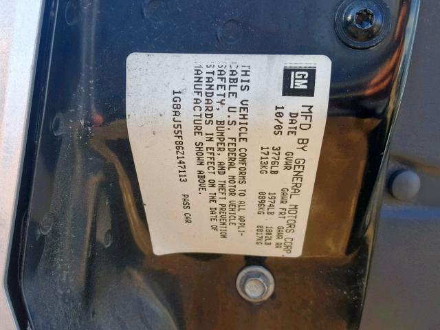 1G8AJ55F86Z147113 - 2006 SATURN ION LEVEL SILVER photo 10