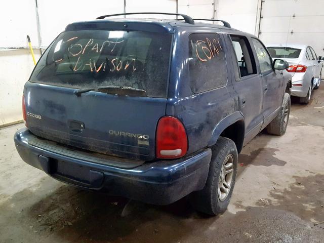 1D4HS48N43F504334 - 2003 DODGE DURANGO SL BLUE photo 4