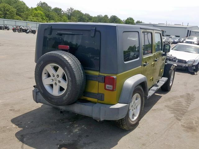 1J4GA39197L108516 - 2007 JEEP WRANGLER X GREEN photo 4