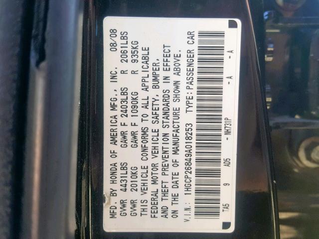 1HGCP26849A018253 - 2009 HONDA ACCORD EXL BLACK photo 10