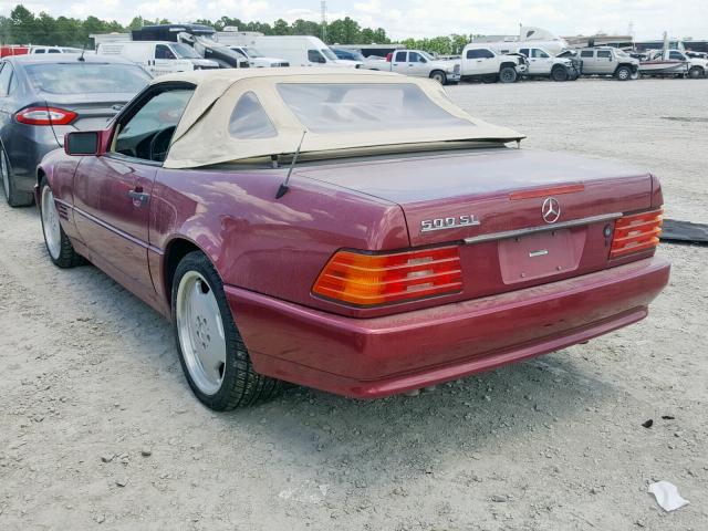 WDBFA66E4LF005859 - 1990 MERCEDES-BENZ 500 SL BURGUNDY photo 3