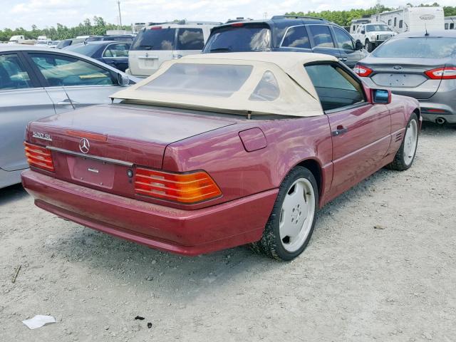 WDBFA66E4LF005859 - 1990 MERCEDES-BENZ 500 SL BURGUNDY photo 4