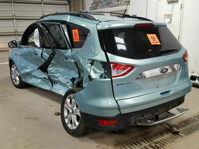 1FMCU9H90DUD42597 - 2013 FORD ESCAPE SEL TURQUOISE photo 3