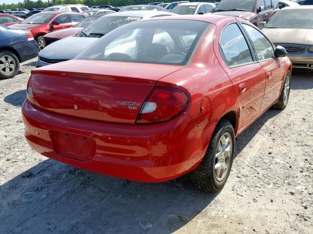 1B3AS46C42D517502 - 2002 DODGE NEON SE RED photo 4