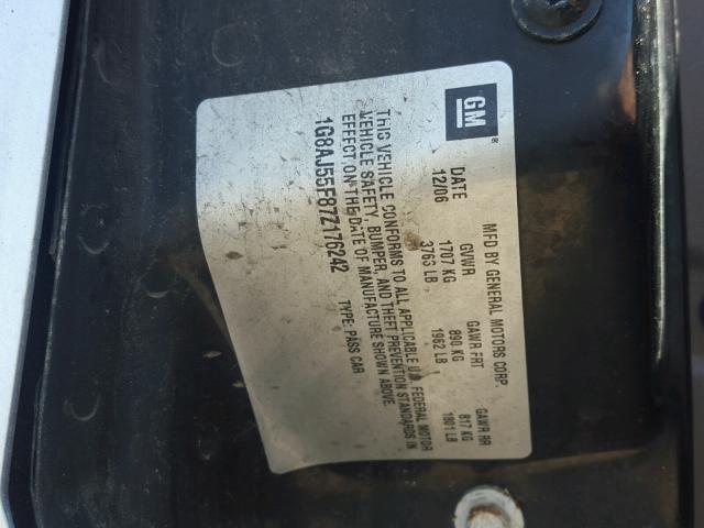 1G8AJ55F87Z176242 - 2007 SATURN ION LEVEL GRAY photo 10
