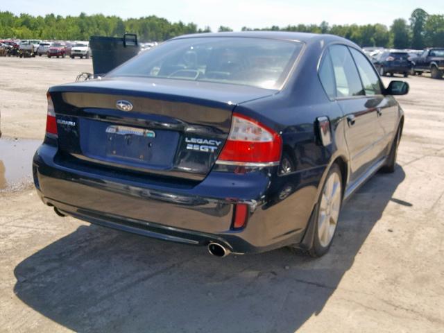 4S3BL676684202830 - 2008 SUBARU LEGACY GT BLUE photo 4