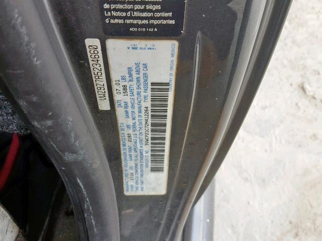 3VWCP21C72M412264 - 2002 VOLKSWAGEN NEW BEETLE გრაფიტი ფოტო 10