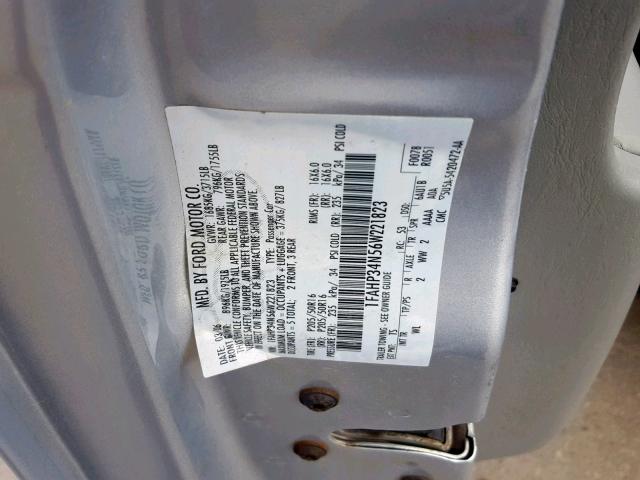 1FAHP34N56W221823 - 2006 FORD FOCUS ZX4 SILVER photo 10