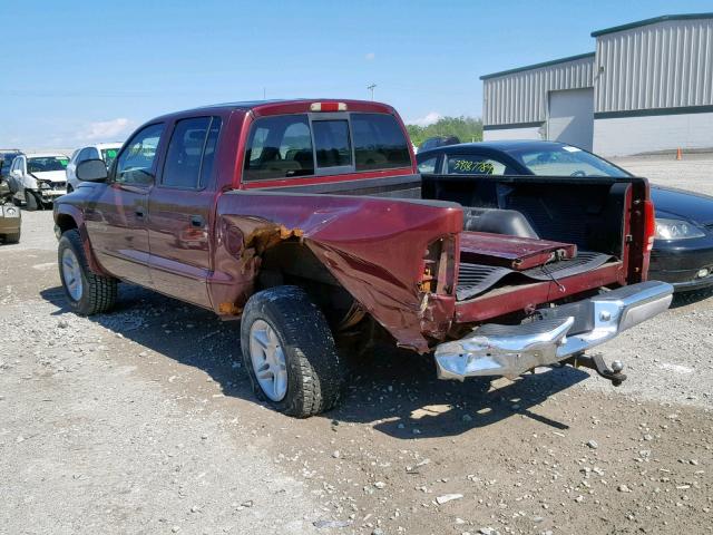 1B7HG48N22S707677 - 2002 DODGE DAKOTA QUA BURGUNDY photo 3