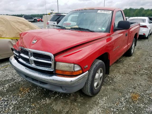 1B7FL26X4VS102978 - 1997 DODGE DAKOTA RED photo 2