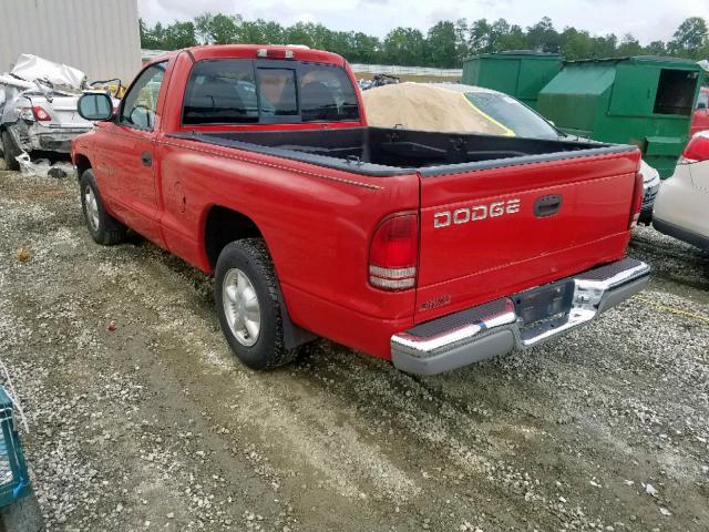 1B7FL26X4VS102978 - 1997 DODGE DAKOTA RED photo 3