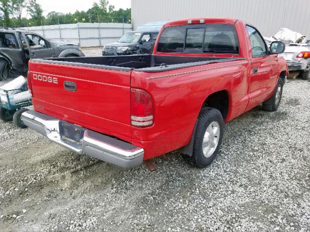 1B7FL26X4VS102978 - 1997 DODGE DAKOTA RED photo 4