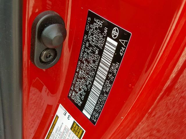 JTKJF5C70FJ008622 - 2015 TOYOTA SCION TC 红色 照片 10