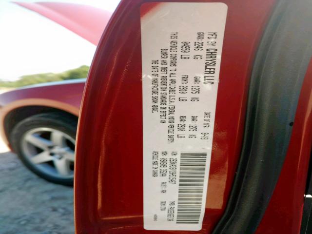 2B3KA33V19H515467 - 2009 DODGE CHARGER SX RED photo 10