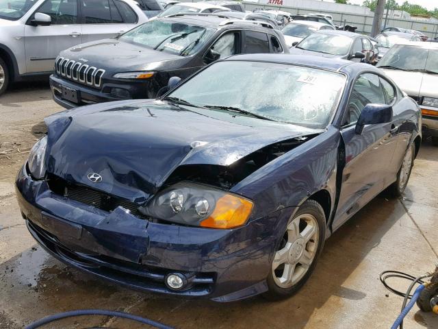 KMHHM65D84U143276 - 2004 HYUNDAI TIBURON BLUE photo 2