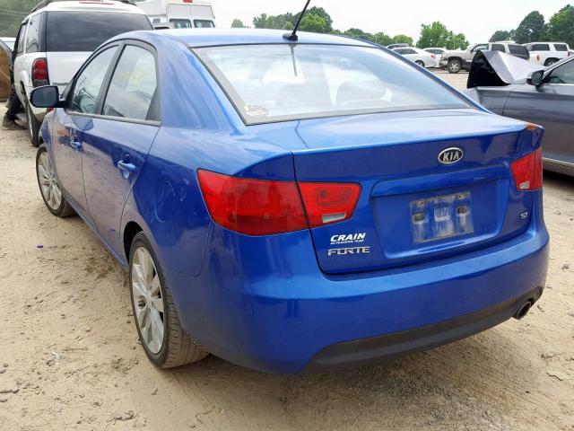 KNAFW4A33A5064589 - 2010 KIA FORTE SX BLUE photo 3