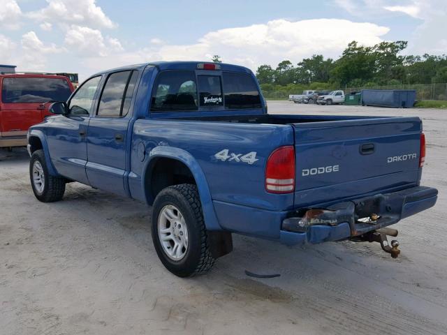 1D7HG38K54S556049 - 2004 DODGE DAKOTA QUA BLUE photo 3