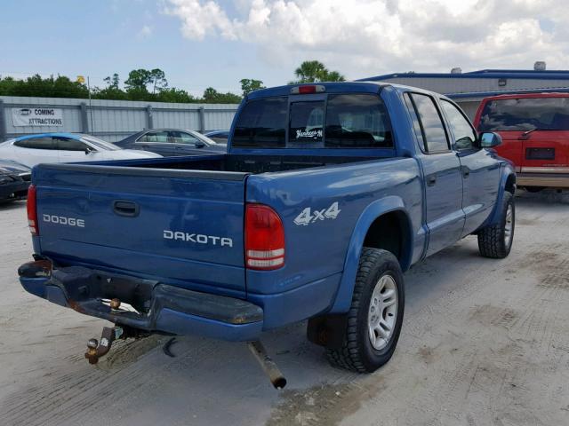 1D7HG38K54S556049 - 2004 DODGE DAKOTA QUA BLUE photo 4