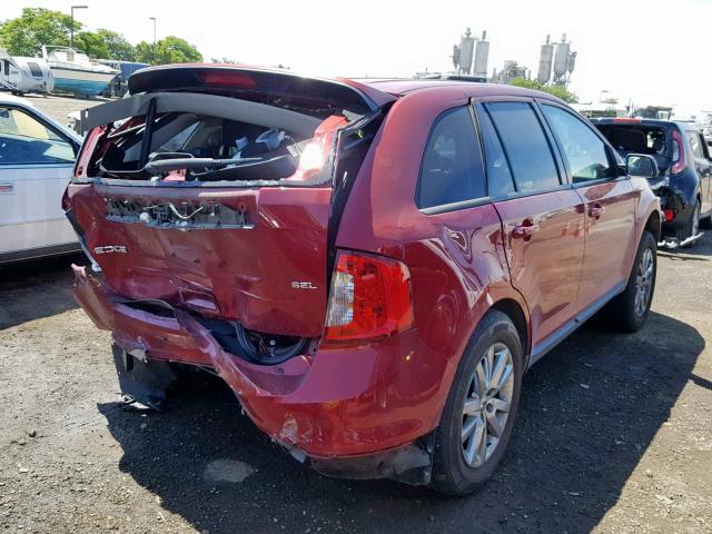 2FMDK3JCXDBB14576 - 2013 FORD EDGE SEL BURGUNDY photo 4