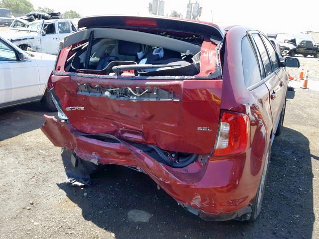 2FMDK3JCXDBB14576 - 2013 FORD EDGE SEL BURGUNDY photo 9