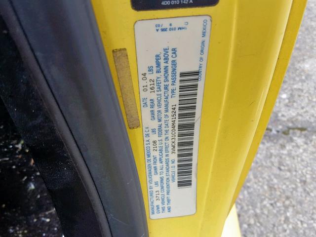 3VWCK31C04M415241 - 2004 VOLKSWAGEN NEW BEETLE ყვითელი ფოტო 10