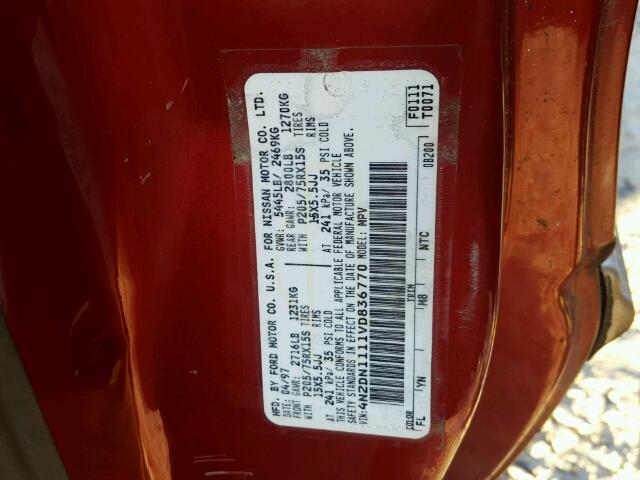 4N2DN1111VD836770 - 1997 NISSAN QUEST XE RED photo 10