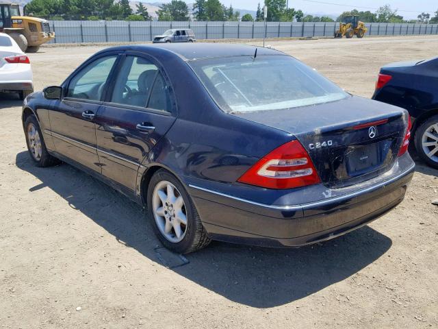 WDBRF61J62F269019 - 2002 MERCEDES-BENZ C 240 BLUE photo 3