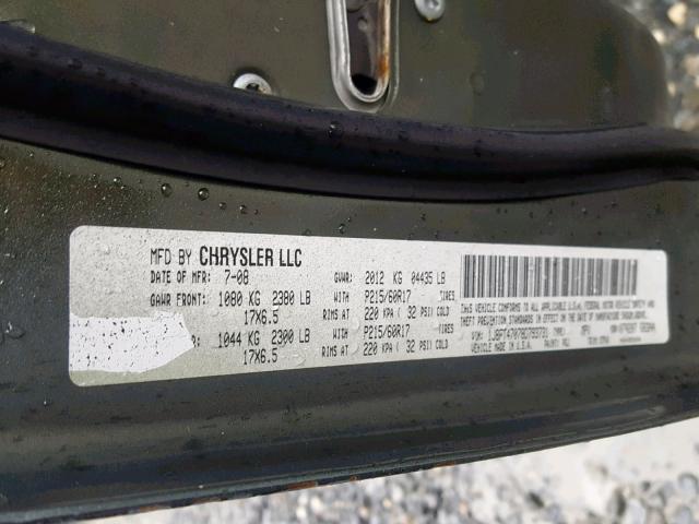 1J8FT47078D793731 - 2008 JEEP COMPASS SP 绿色 照片 10