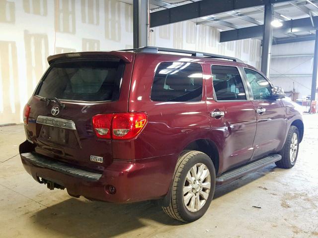 5TDBY67A68S000323 - 2008 TOYOTA SEQUOIA PL BURGUNDY photo 4