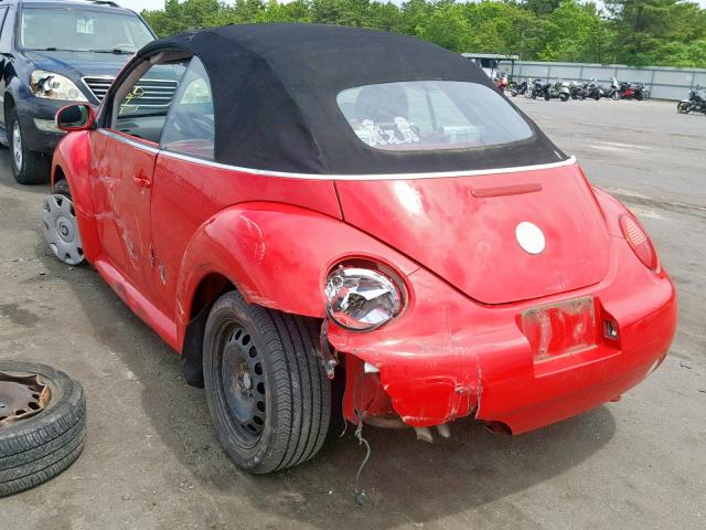 3VWBM31Y14M339935 - 2004 VOLKSWAGEN NEW BEETLE წითელი ფოტო 3