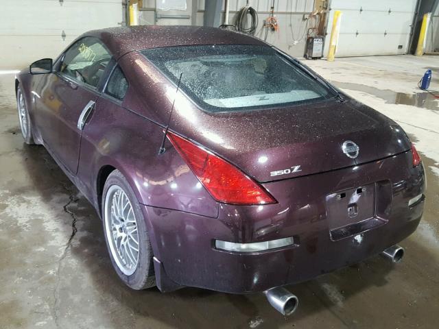 JN1AZ34E23T006518 - 2003 NISSAN 350Z COUPE MAROON photo 3