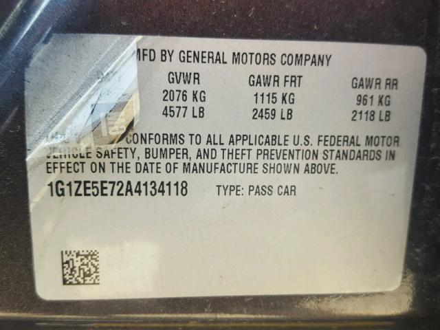 1G1ZE5E72A4134118 - 2010 CHEVROLET MALIBU LTZ GRAY photo 10