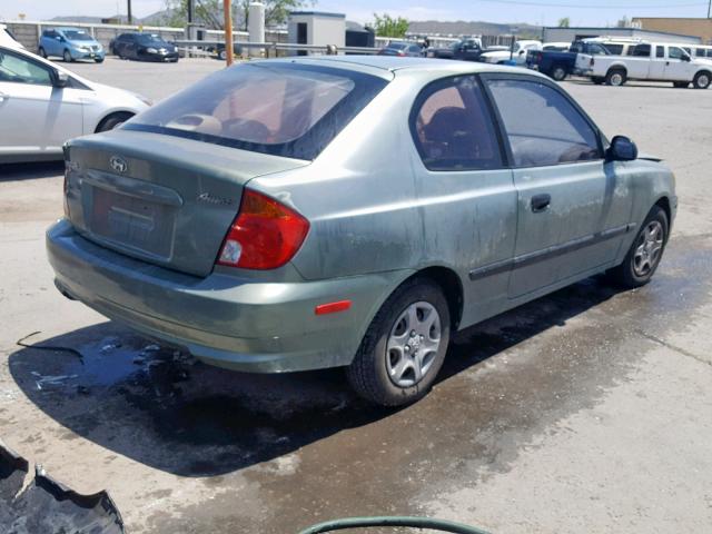 KMHCF35C44U319654 - 2004 HYUNDAI ACCENT L GREEN photo 4