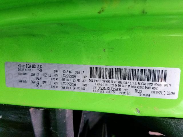 3C6URVJG1JE150831 - 2018 RAM PROMASTER 绿色 照片 10