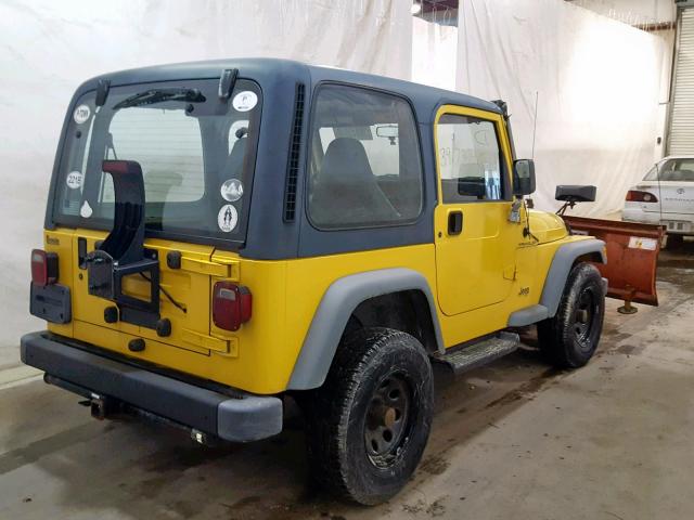 1J4FA29P3YP743770 - 2000 JEEP WRANGLER / YELLOW photo 4