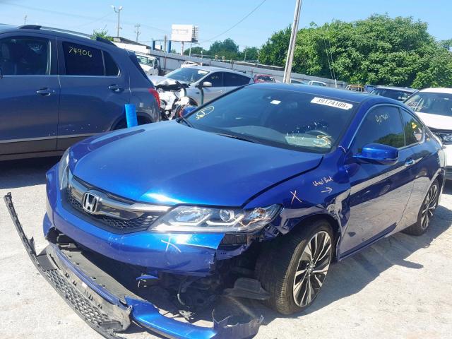 1HGCT2B95GA007317 - 2016 HONDA ACCORD EXL BLUE photo 2