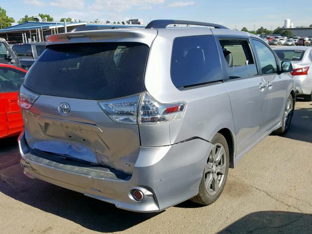 5TDXZ3DCXHS869109 - 2017 TOYOTA SIENNA SE SILVER photo 4