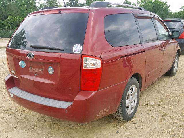 KNDMG4C37A6324717 - 2010 KIA SEDONA LX RED photo 4