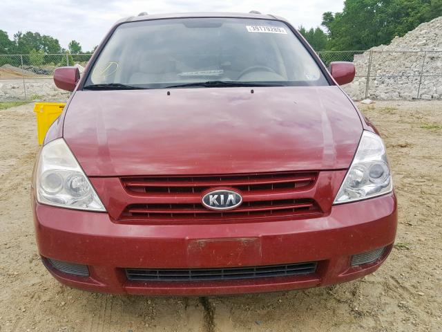 KNDMG4C37A6324717 - 2010 KIA SEDONA LX RED photo 9