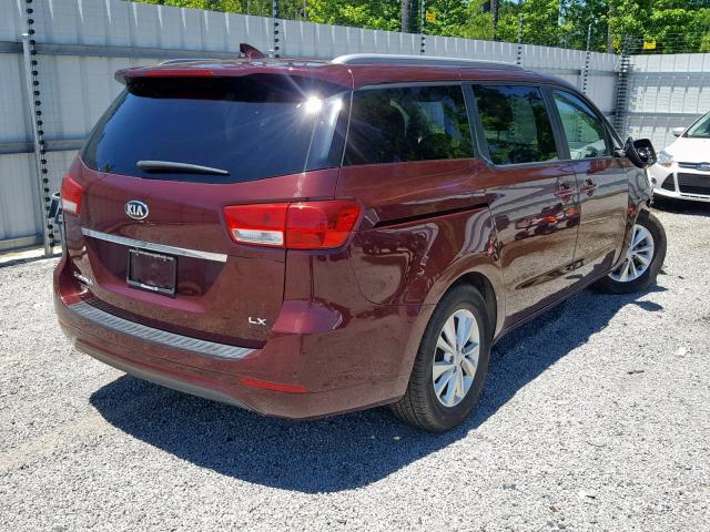 KNDMB5C17G6120057 - 2016 KIA SEDONA LX BURGUNDY photo 4