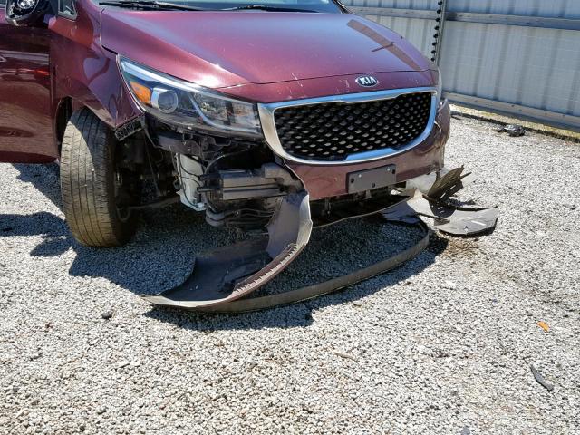 KNDMB5C17G6120057 - 2016 KIA SEDONA LX BURGUNDY photo 9