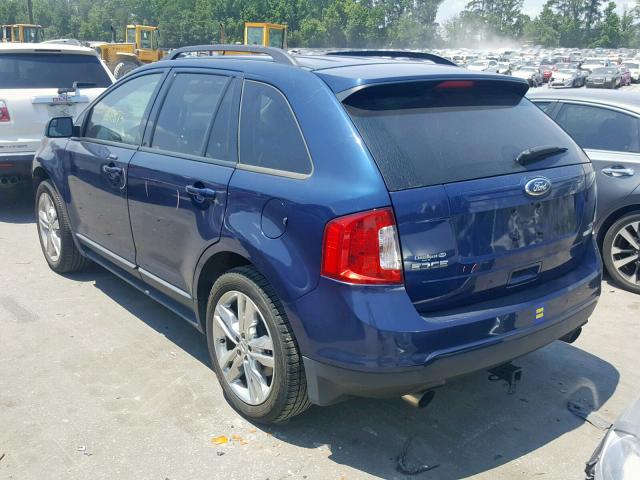 2FMDK3J97CBA90420 - 2012 FORD EDGE SEL BLUE photo 3