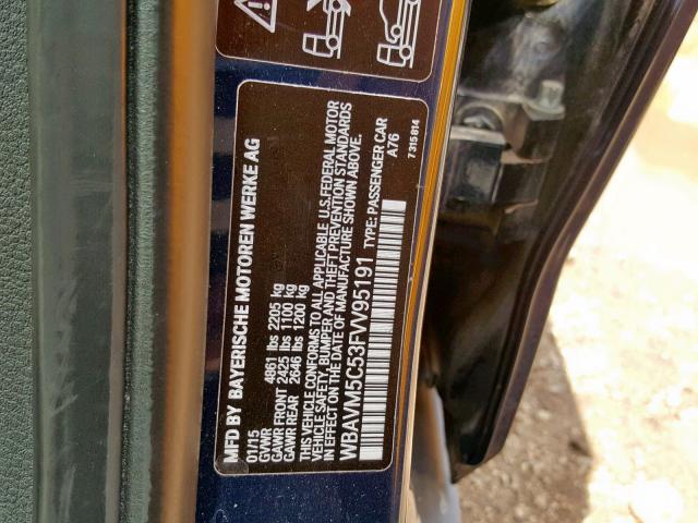 WBAVM5C53FVV95191 - 2015 BMW X1 XDRIVE3 Azul foto 10